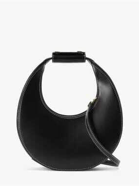 Staud Leather Mini Moon Bag Black